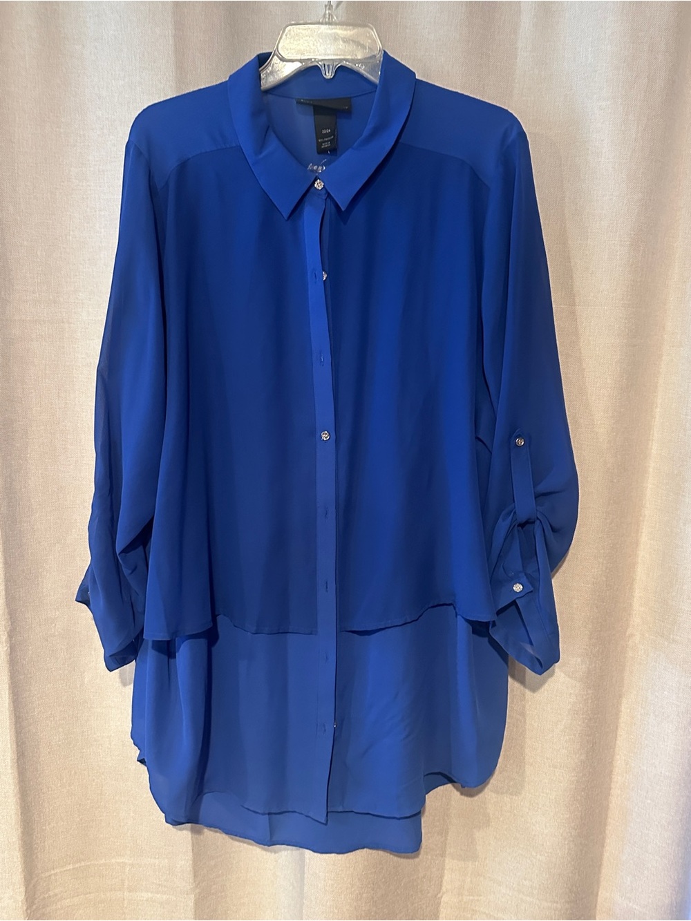 Lane Bryant Cobalt Blue Layered Button-Front Blouse